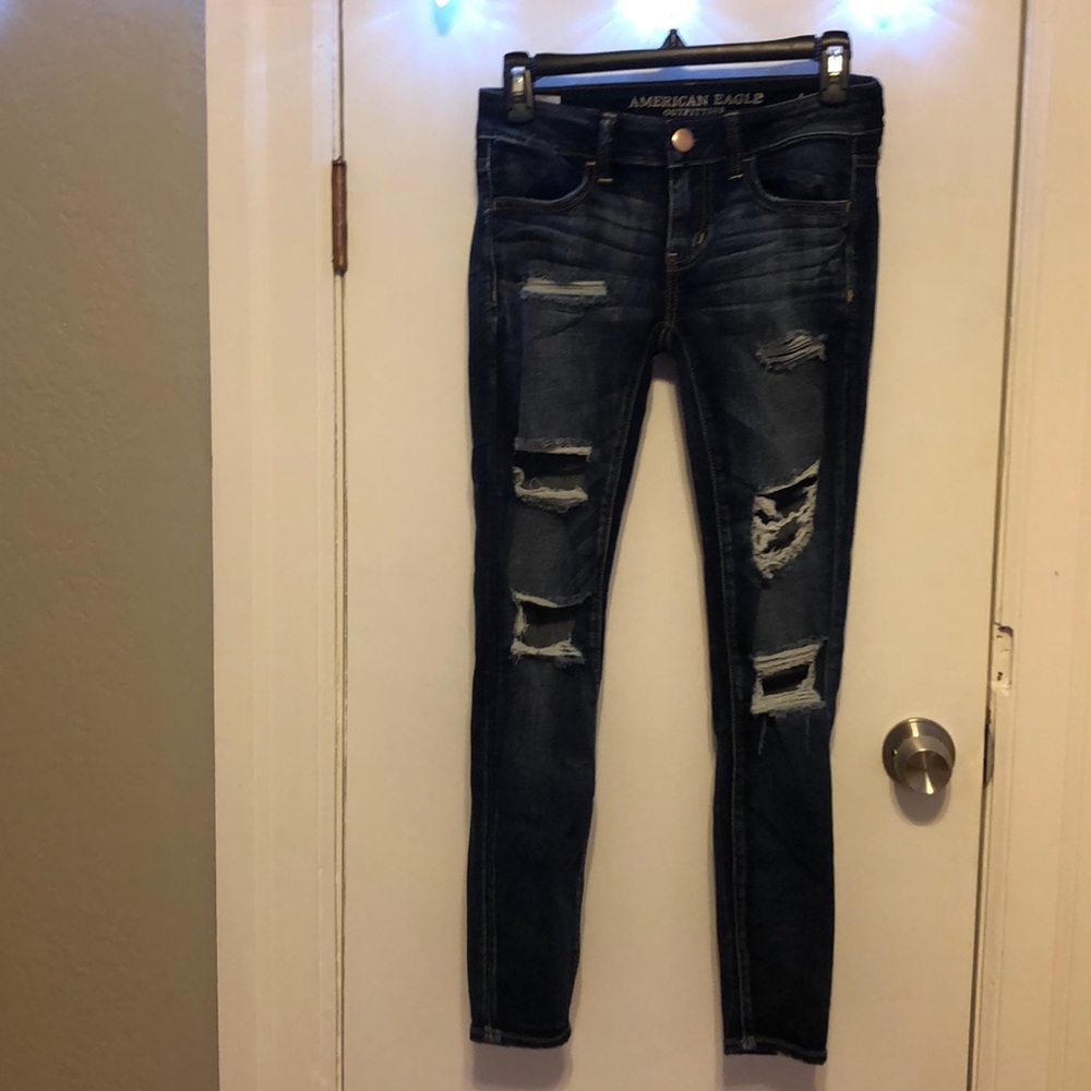 Ripped blue jeans